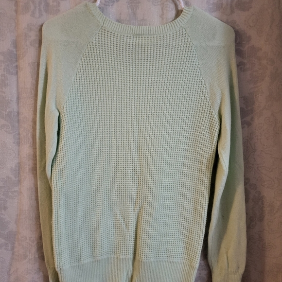 J. Crew Women's Mint Wool Seafoam Green Waffle Knit Long Sleeve Sweater Size S - Picture 6 of 7